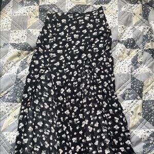 Black Floral Tiered Maxi Skirt - Brand: